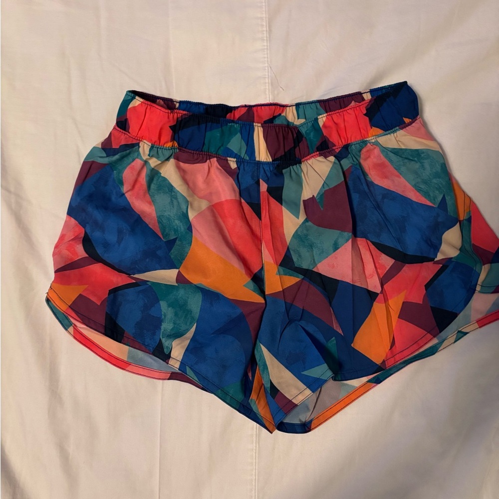 Old Navy Blue and Pink Athletic Shorts with Geometric Design